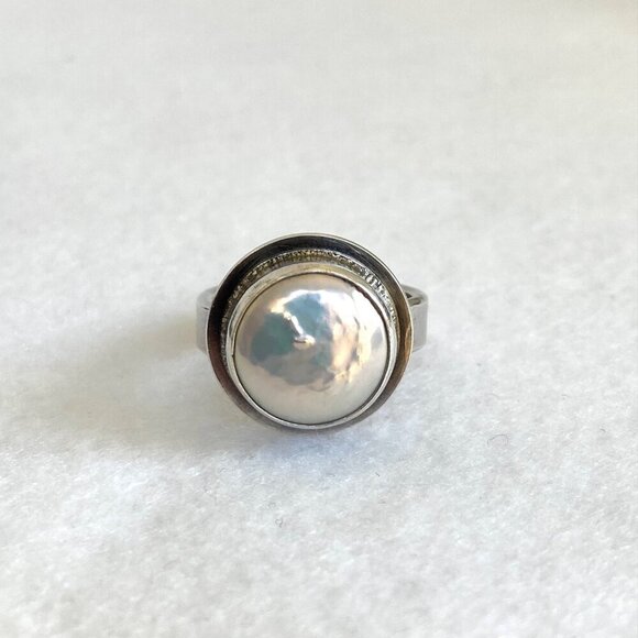 Sterling Silver 925 JLW Art Studio Jennifer Wagner Freshwater Pearl Ring Sz 7 - Picture 5 of 16